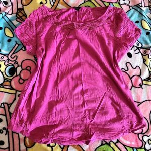 Size Medium Stretchy Cotton Spandex Cute Ann Taylor LOFT Women's Pink  T-Shirt